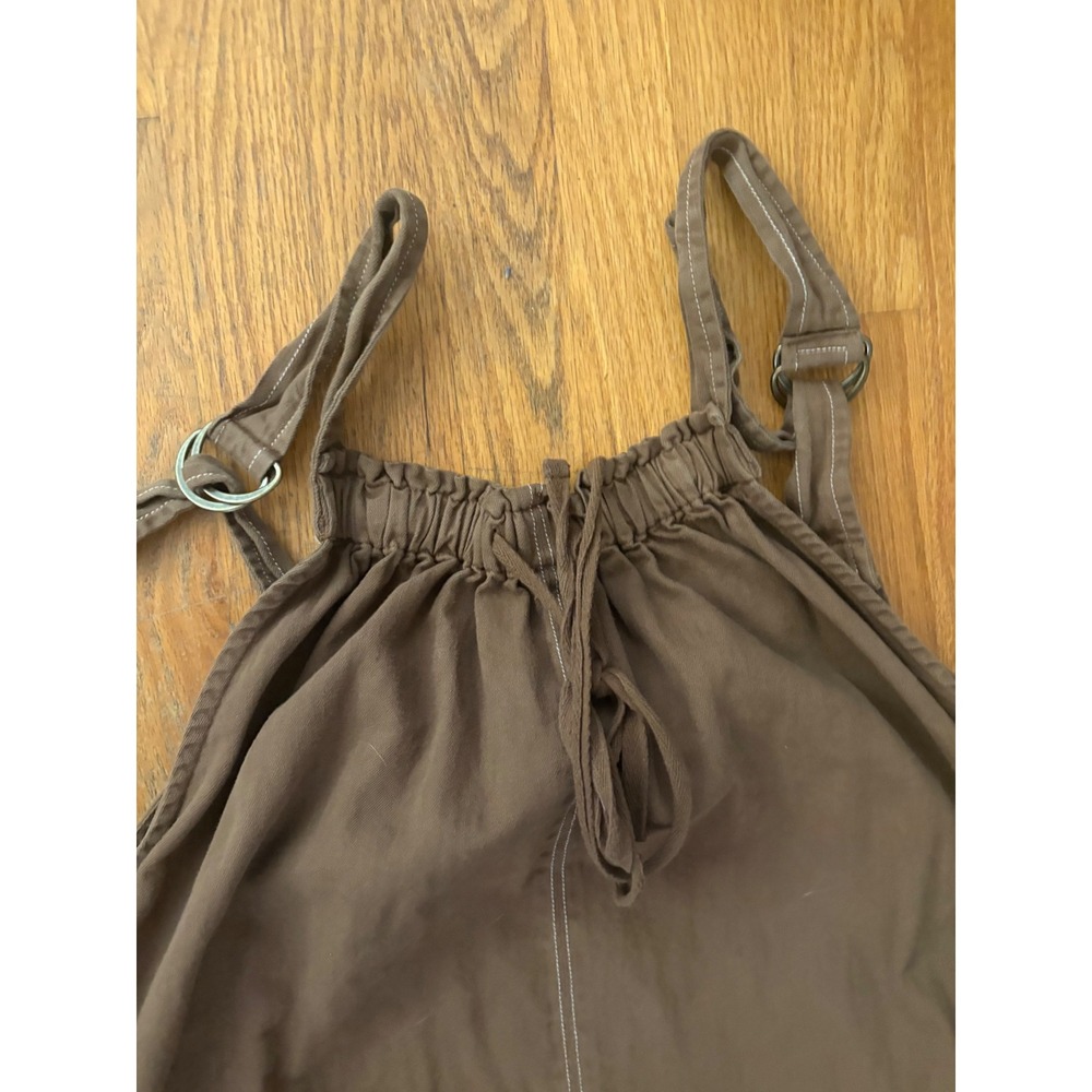 Free People We The Free Wildflower Midi Dress Brown Pinafore Pockets Medium - Picture 6 of 6